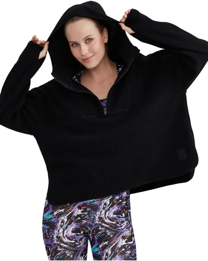 Skechers W Outdoor Fleece Half Zip Sherpa Siyah Kadın Polar - 3