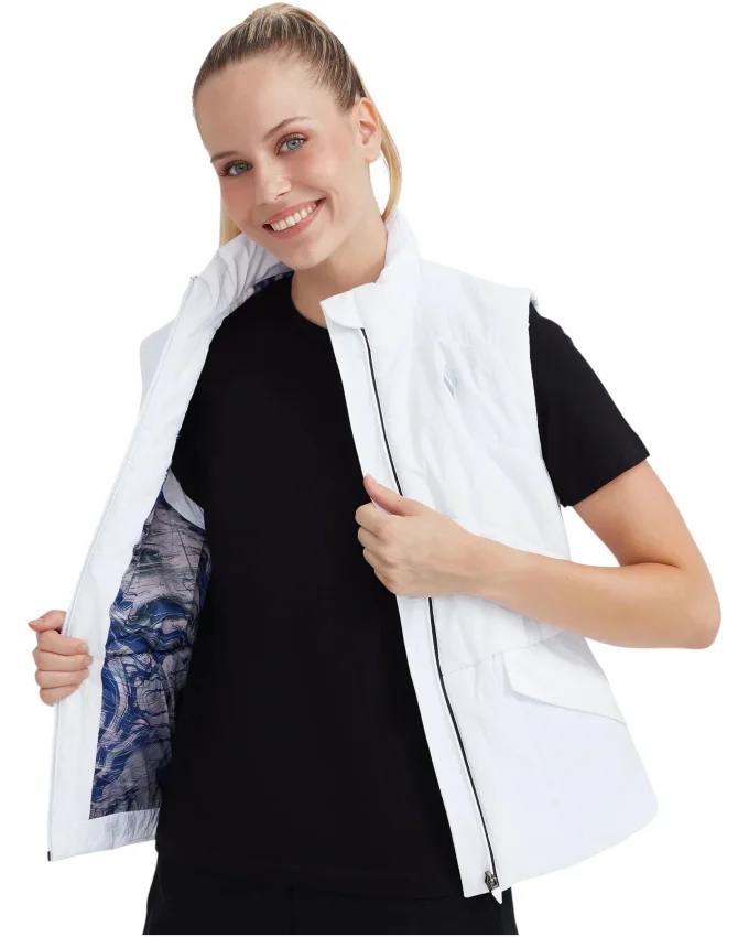 Skechers W Outerwear Padded Vest BEYAZ Kadın Yelek - 5