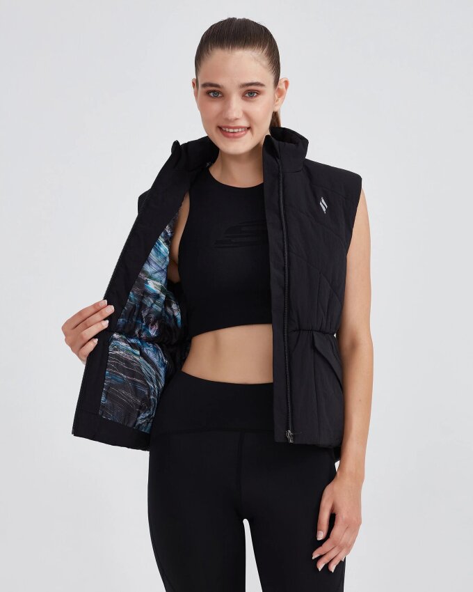 Skechers W Outerwear Padded Vest SİYAH Kadın Yelek - 4