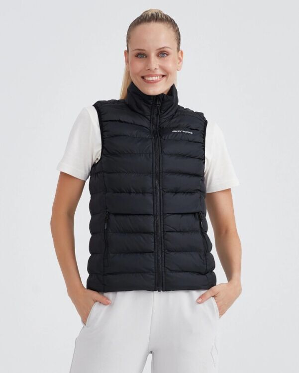 Skechers W Outerwear Padded Vest SİYAH Kadın Yelek - Skechers