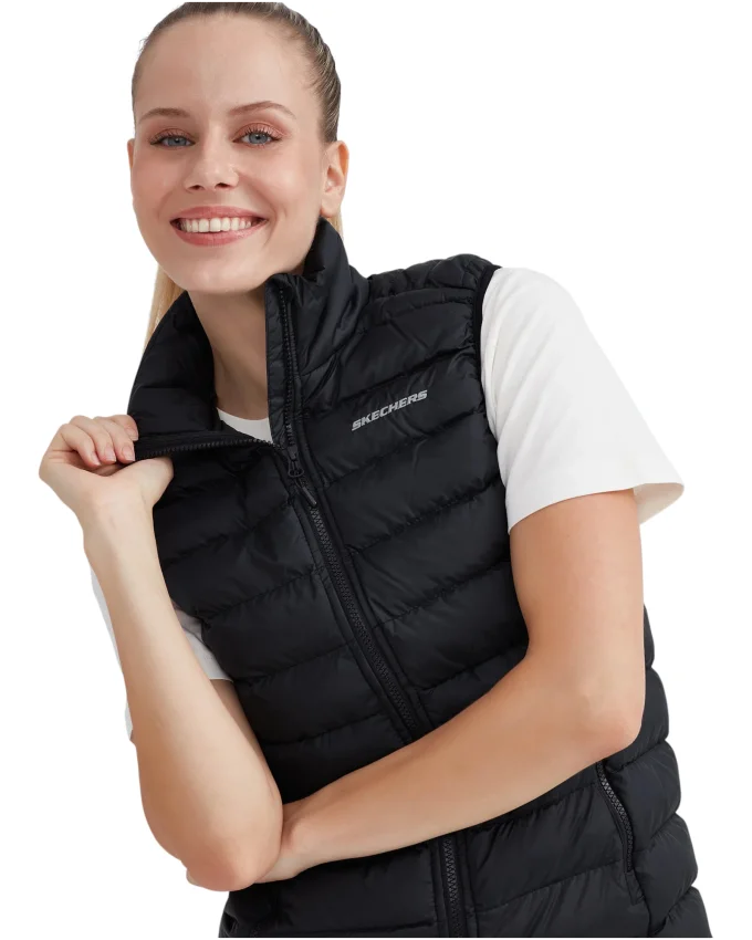 Skechers W Outerwear Padded Vest Siyah Kadın Yelek - 3
