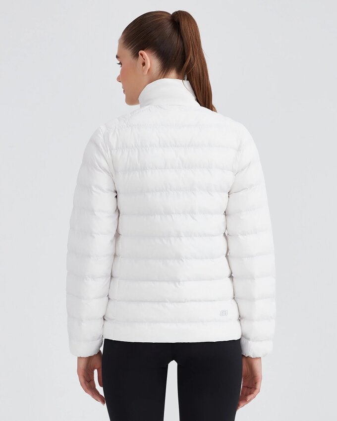 Skechers W Outerwear Pop Up Detailed Padded Jacket Beyaz Kadın Mont - 4