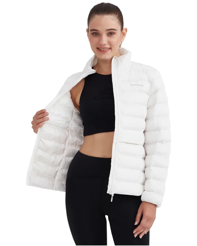 Skechers W Outerwear Pop Up Detailed Padded Jacket Beyaz Kadın Mont - 2