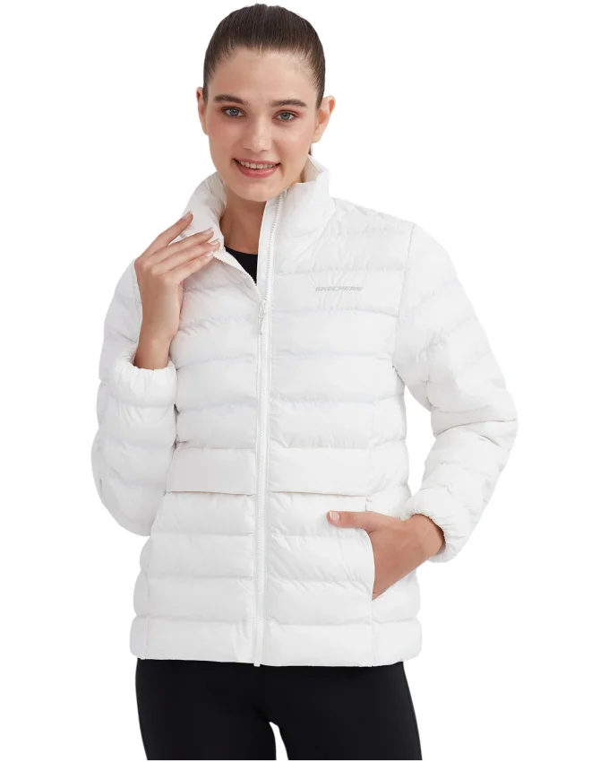 Skechers W Outerwear Pop Up Detailed Padded Jacket Beyaz Kadın Mont - 4