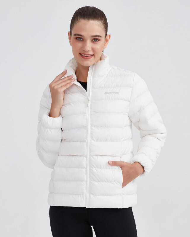 Skechers W Outerwear Pop Up Detailed Padded Jacket Beyaz Kadın Mont - 3