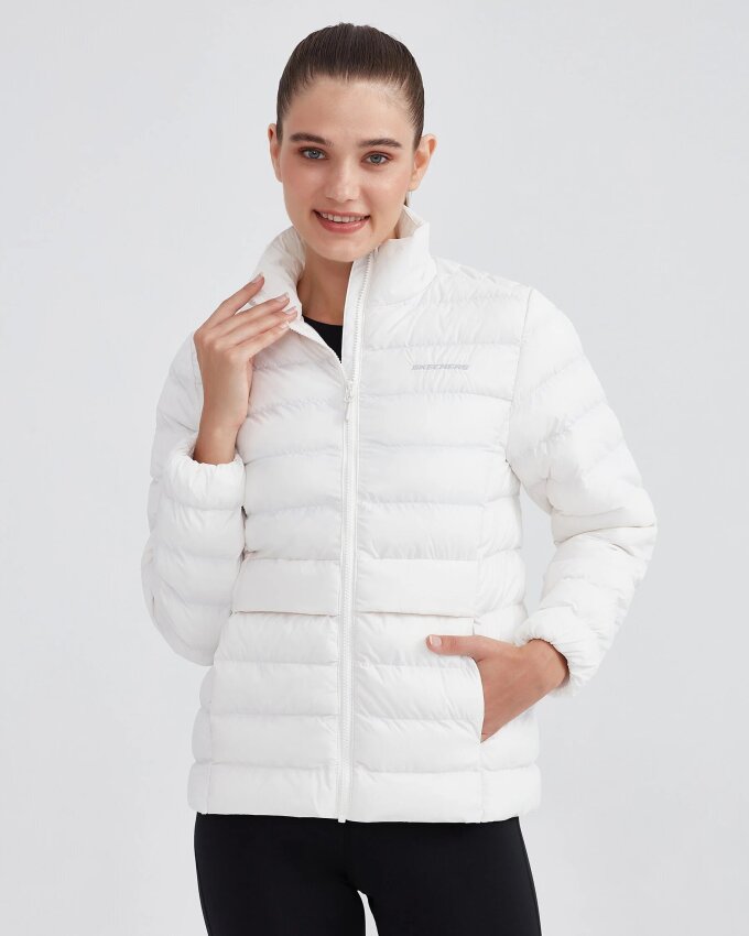 Skechers W Outerwear Pop Up Detailed Padded Jacket Beyaz Kadın Mont - 3