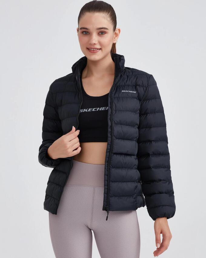 Skechers W Outerwear Pop Up Detailed Padded Siyah Kadın Mont - 5