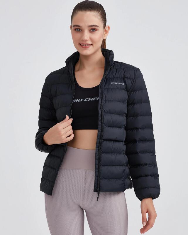 Skechers W Outerwear Pop Up Detailed Padded Siyah Kadın Mont - 5