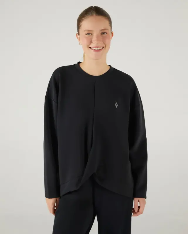 Skechers Soft Touch Crew Neck Sweatshirt Siyah Kadın Sweatshirt - 1