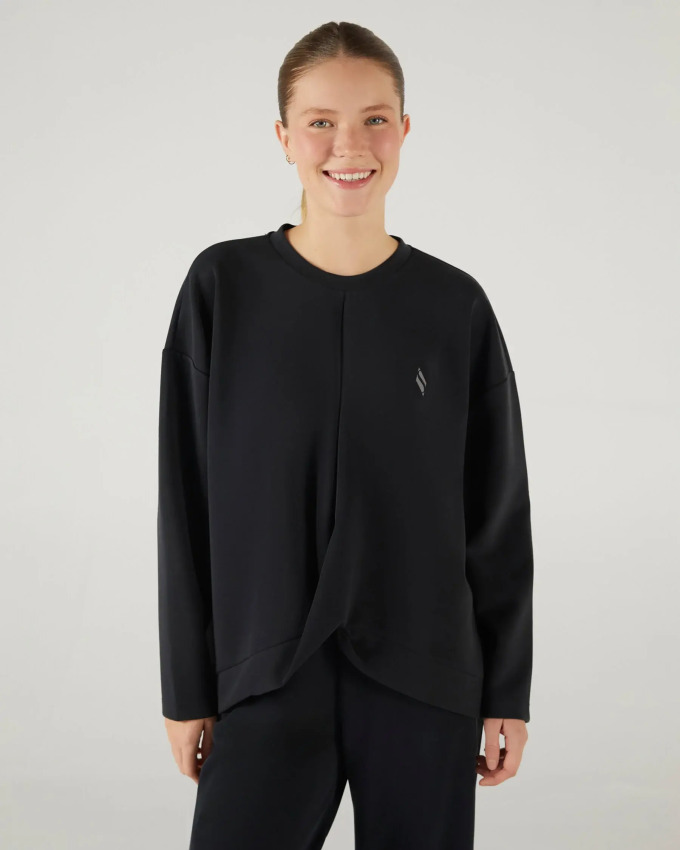 Skechers Soft Touch Crew Neck Sweatshirt Siyah Kadın Sweatshirt - Skechers