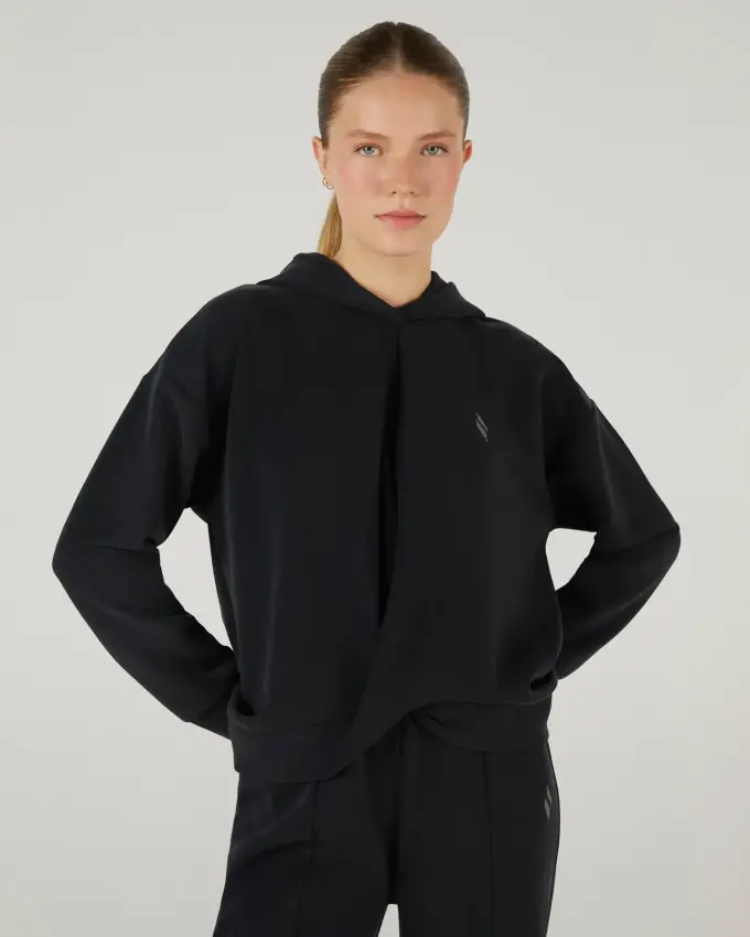 Skechers Soft Touch Hoodie Sweatshirt Siyah Kadın Sweatshirt - 1