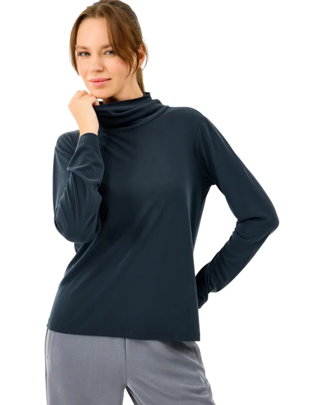 Skechers W Turtle Neck Longsleeve Softluxe T-Shirt Siyah Kadın Tshirt - 2