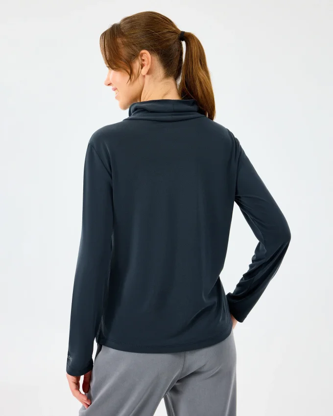 Skechers W Turtle Neck Longsleeve Softluxe T-Shirt Siyah Kadın Tshirt - 4