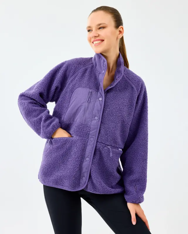 Skechers W Woven Detailed Pull Over Sherpa Mor Kadın Sweatshirt - 2