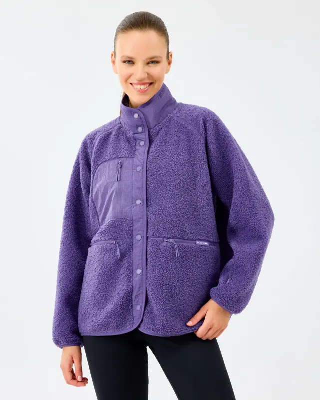 Skechers W Woven Detailed Pull Over Sherpa Mor Kadın Sweatshirt - 3