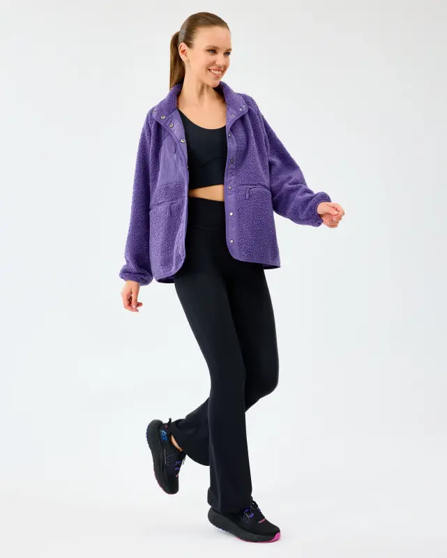 Skechers W Woven Detailed Pull Over Sherpa Mor Kadın Sweatshirt - 6