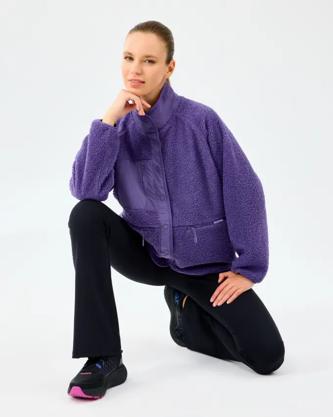 Skechers W Woven Detailed Pull Over Sherpa Mor Kadın Sweatshirt - 8