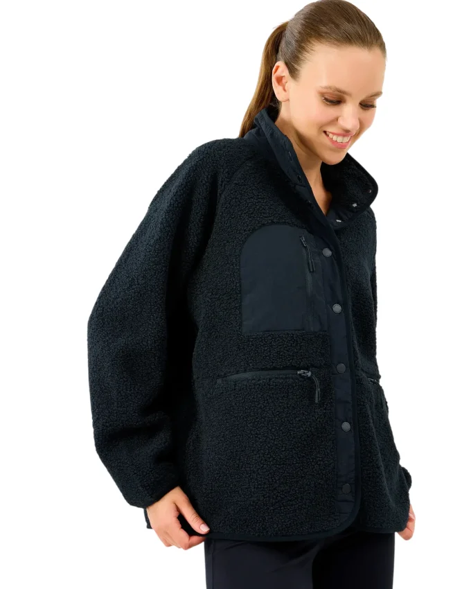 Skechers W Woven Detailed Pull Over Sherpa Siyah Kadın Sweatshirt - 2