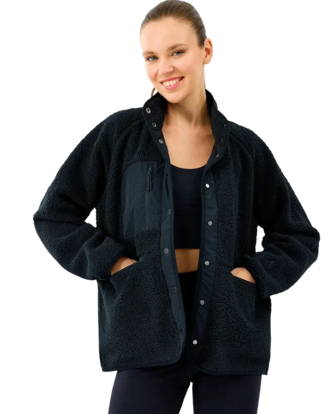 Skechers W Woven Detailed Pull Over Sherpa Siyah Kadın Sweatshirt - 1