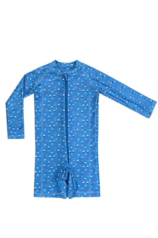 SlipStop Caspian Long Sleeve Mavi Çocuk Mayo - SlipStop
