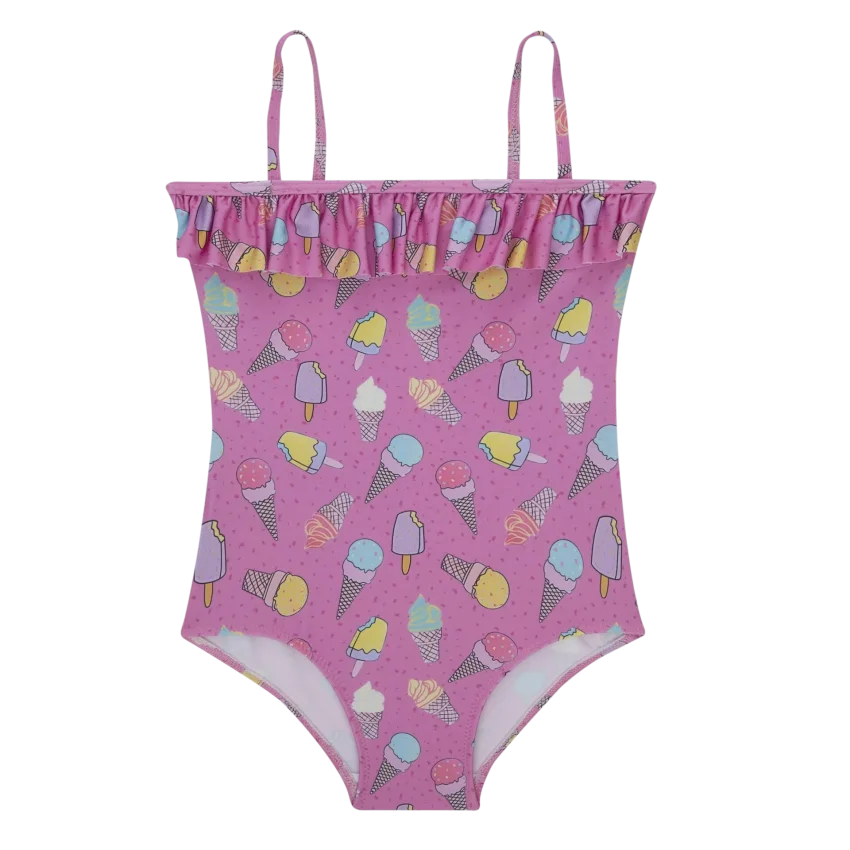 SlipStop Glace Swimsuit Pembe Çocuk Mayo - 1
