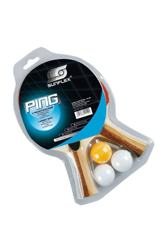 Sunflex SUNFLEX PING P.P.SET(2RAK+3TOP) Renkli Unisex Masa Tenisi Raketi - 1