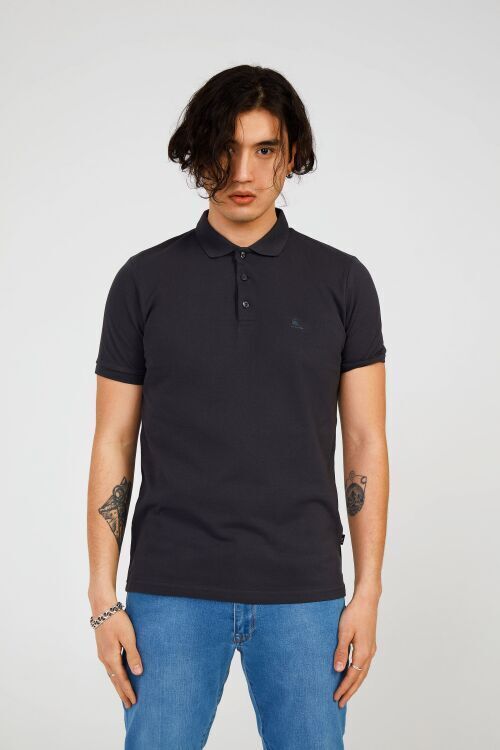 The Crow FATHER BASIC POLO Antrasit Erkek Polo Tshirt - 3