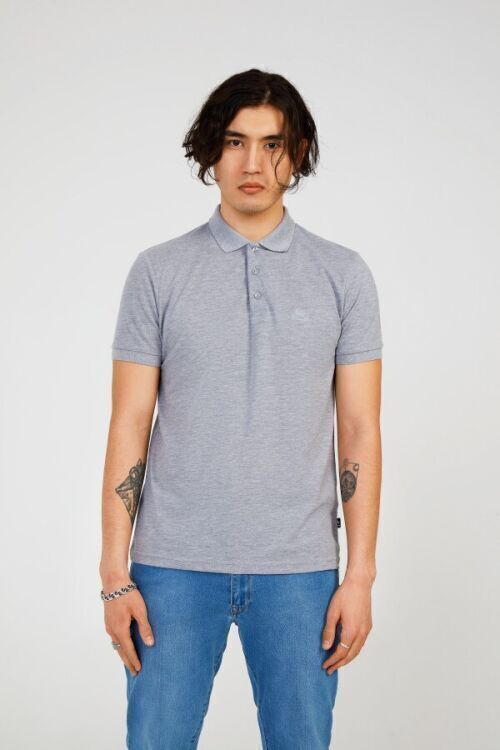 The Crow FATHER BASIC POLO Gri Erkek Tshirt - 4