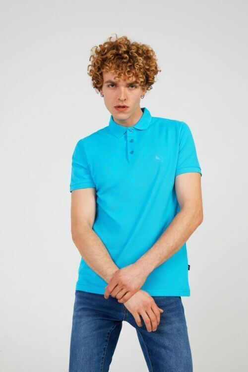 The Crow FATHER BASIC POLO Mavi Erkek Polo Tshirt - 1