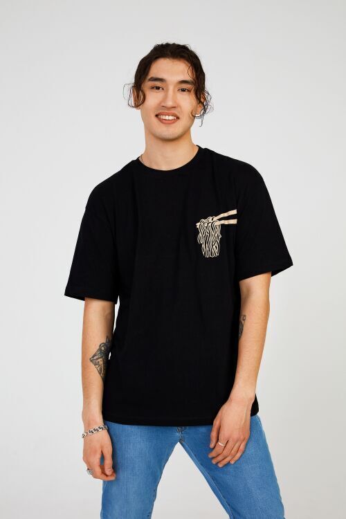 The Crow NOODLE RELAX TEE SİYAH Erkek Tshirt - 1