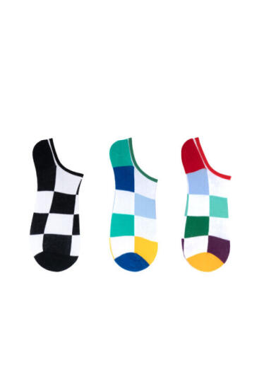 The Socks 3 Çift Desenli Erkek Görünmez Çorap (151P) Renkli Erkek Çorap - 2
