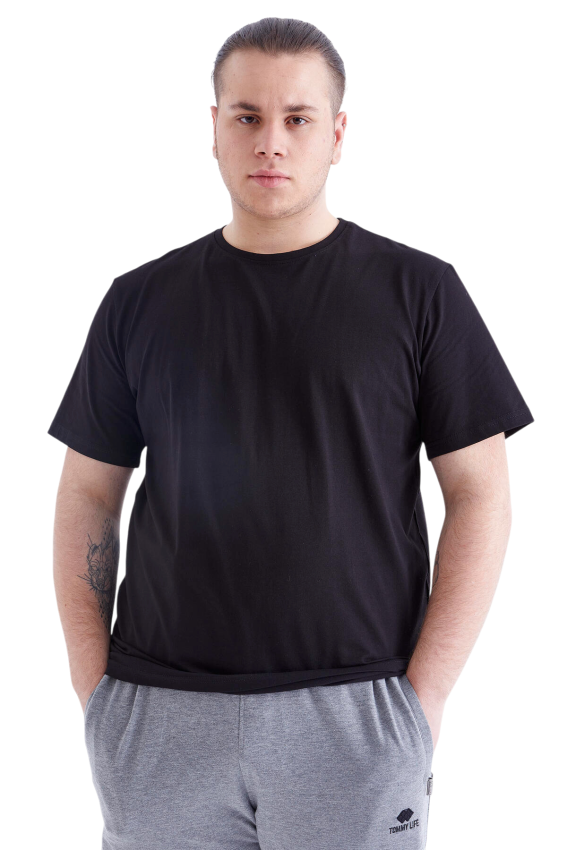 Tommy Life Battal O Yaka Siyah Erkek Tshirt - 1