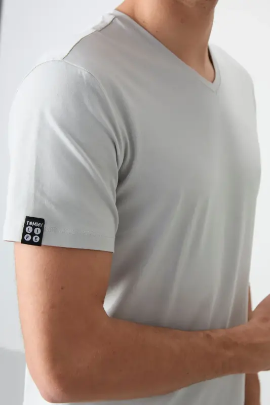 Tommy Life Erkek T-Shirt V Yaka Erkek Tshirt - 3