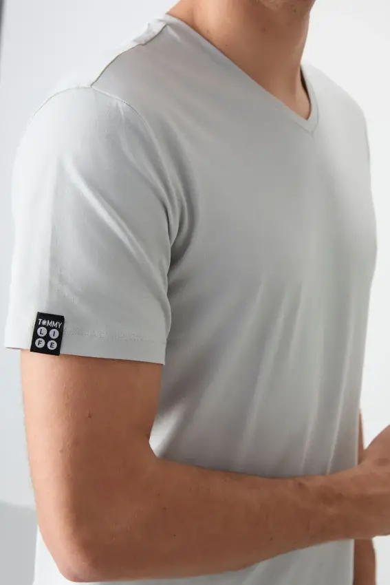 Tommy Life Erkek T-Shirt V Yaka Erkek Tshirt - 3