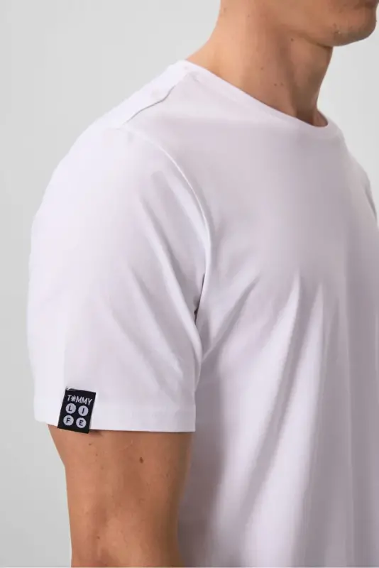 Tommy Life O Yaka Beyaz Erkek Tshirt - 4