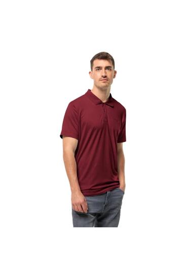 Jack Wolfskin TRAVEL POLO M Bordo Erkek Polo Tshirt - 1