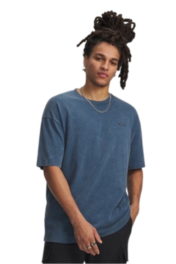 Under Armour UA M HW OS Logo Wash SS Mavi Erkek Tshirt - 1