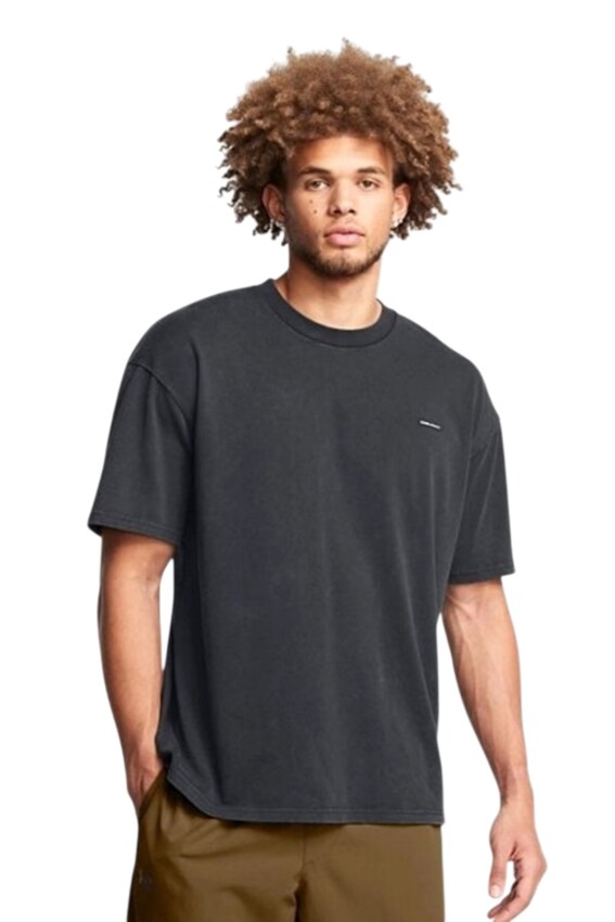 Under Armour UA M HW OS Logo Wash SS Siyah Erkek Tshirt - 1