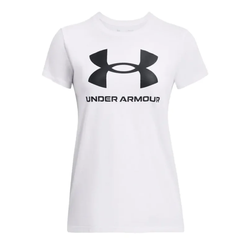 Under Armour UA W SPORTSTYLE LOGO SS Beyaz-Siyah Kadın Tshirt - 3