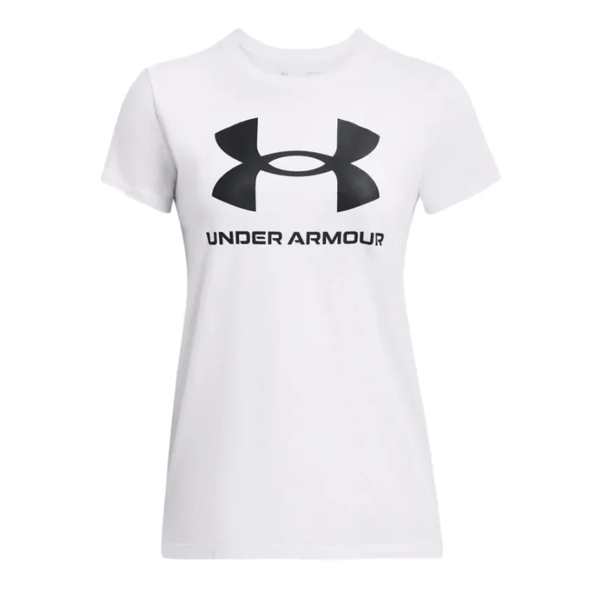 Under Armour UA W SPORTSTYLE LOGO SS Beyaz-Siyah Kadın Tshirt - 3