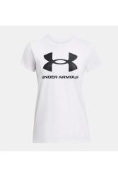 Under Armour UA W SPORTSTYLE LOGO SS Beyaz-Siyah Kadın Tshirt - 3