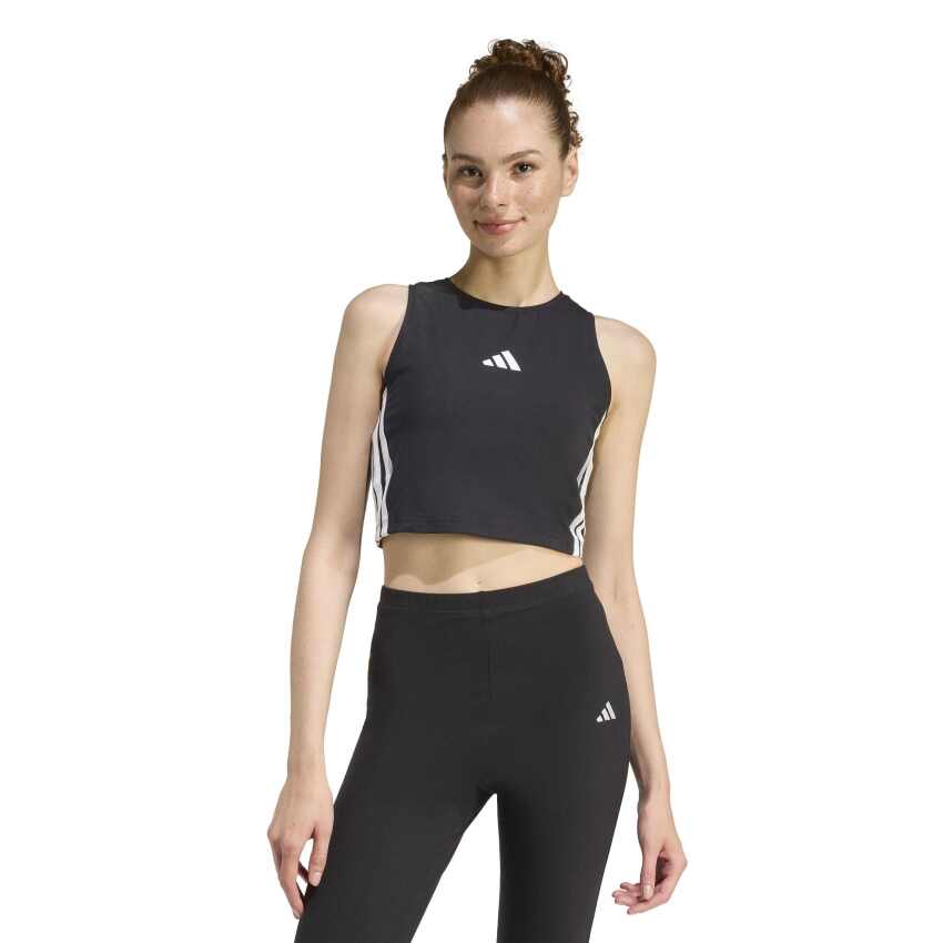 Adidas Essentials 3-Stripes Dolgulu Siyah Kadın Atlet - 1