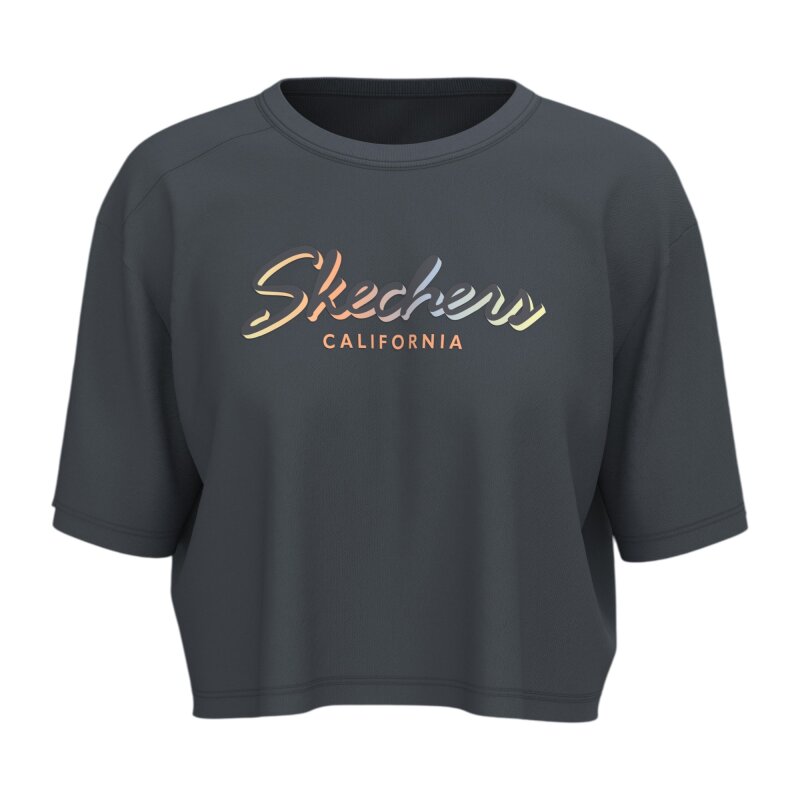 Skechers Crop Graphic Gri Kadın Tshirt - Skechers
