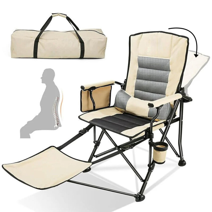 Windcamp Katlanır Kamp Sandalyesi Comfort - Sırt Ayarlanabilir Bej Unisex Kamp Sandalyesi - 2