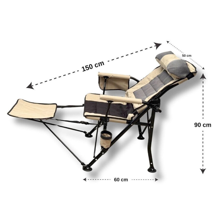 Windcamp Katlanır Kamp Sandalyesi Comfort - Sırt Ayarlanabilir Bej Unisex Kamp Sandalyesi - 4