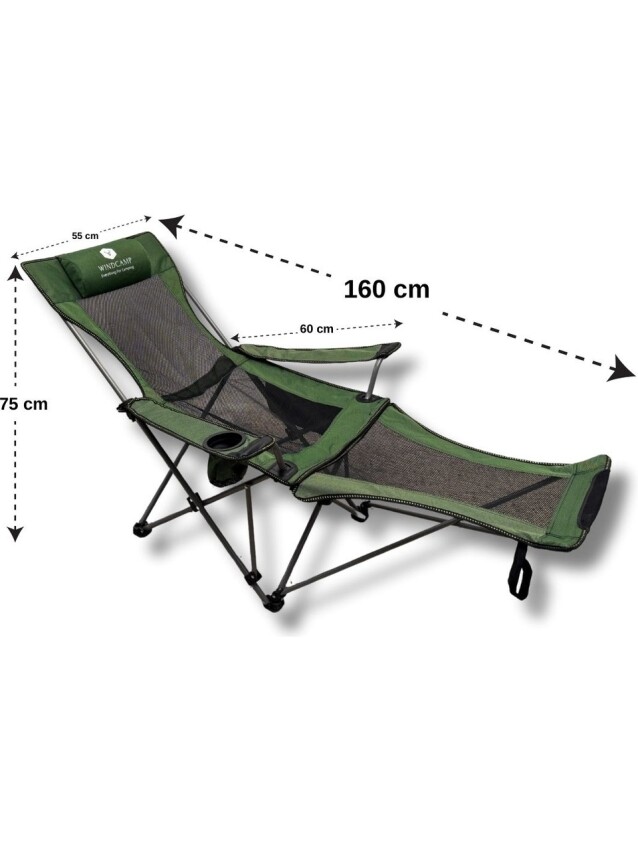 Windcamp Katlanır Kamp Sandalyesi Şezlong Yeşil Unisex Kamp Sandalyesi - 2