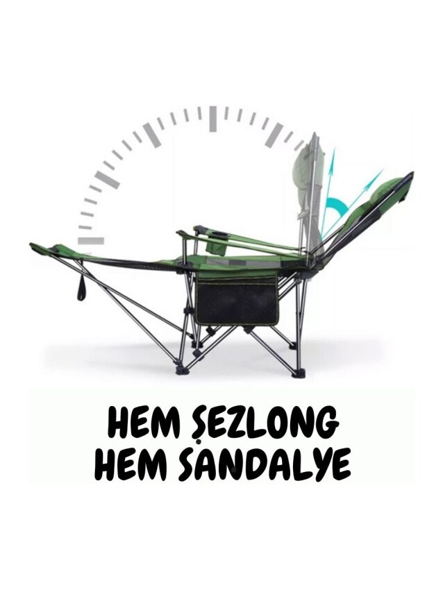 Windcamp Katlanır Kamp Sandalyesi Şezlong Yeşil Unisex Kamp Sandalyesi - 3