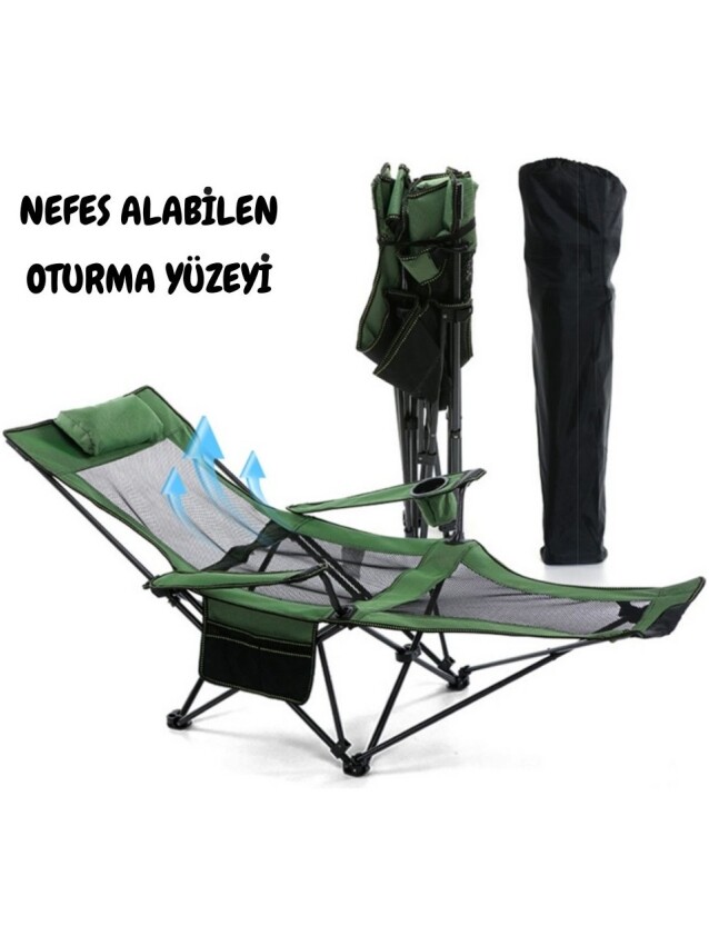 Windcamp Katlanır Kamp Sandalyesi Şezlong Yeşil Unisex Kamp Sandalyesi - 4